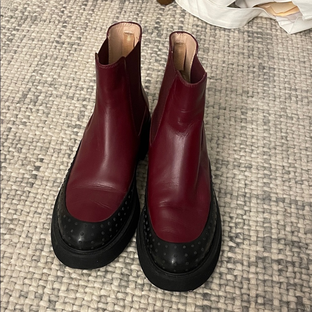 Tod’s Deep Red Leather Chelsea Boots